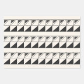 Feuille De Papier Cadeau Motif géométrique gris noir et blanc moyen rétro (Devant 3)