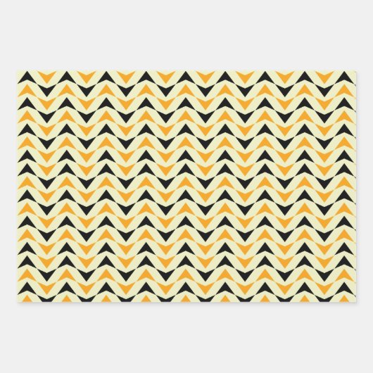 Feuille De Papier Cadeau Motif géométrique moderne de triangle noir et jaun (Devant)