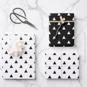 Feuille De Papier Cadeau Motif géométrique noir et blanc mignon