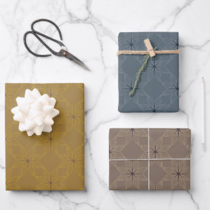 Feuille De Papier Cadeau Motif géométrique Ocre, Pierre poussiéreuse, Ble
