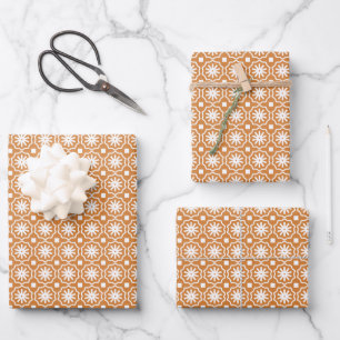 Feuille De Papier Cadeau Motif géométrique orange moderne