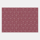 Feuille De Papier Cadeau Motif géométrique rouge + blanc | (Devant 3)