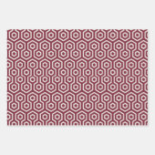 Feuille De Papier Cadeau Motif géométrique rouge + blanc | (Devant 2)