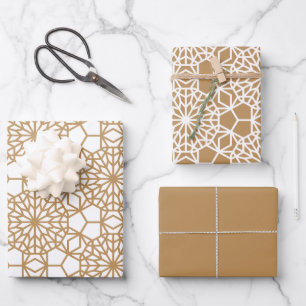 Feuille De Papier Cadeau Motif géométrique Tan Arabesque