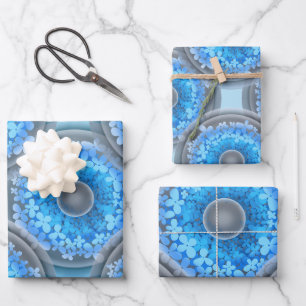 Feuille De Papier Cadeau Motif géométrique transparent. Boules et fleurs bl