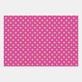 Feuille De Papier Cadeau Motif géométrique varié vert et rose vif (Devant 3)