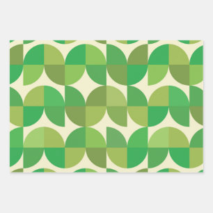 Feuille De Papier Cadeau Motif géométrique vert moderne du milieu du siècle