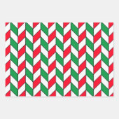 Feuille De Papier Cadeau Motif géométrique vert rouge (Devant 3)