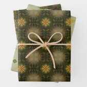 Feuille De Papier Cadeau Motif géométrique vert Terre no4 (En situation)