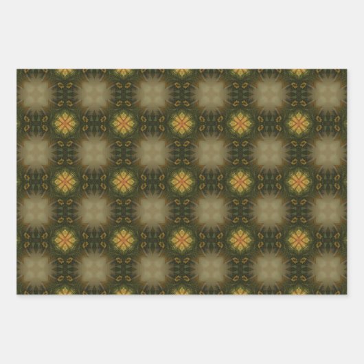 Feuille De Papier Cadeau Motif géométrique vert Terre no4 (Devant)