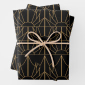 Feuille De Papier Cadeau Motif Gold et Black Art Déco (En situation)