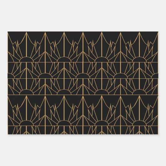 Feuille De Papier Cadeau Motif Gold et Black Art Déco (Devant)