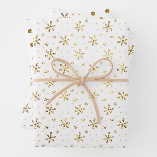 Feuille De Papier Cadeau Motif Gold Snowflake (En situation)