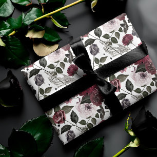 Feuille De Papier Cadeau Motif gothique Roses et fleurs