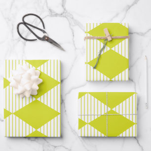 Feuille De Papier Cadeau Motif Green Diamond Stripes