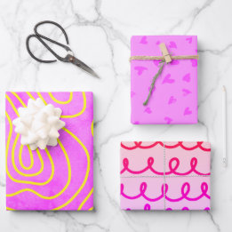 Feuille De Papier Cadeau Motif gribouillé rose féminin