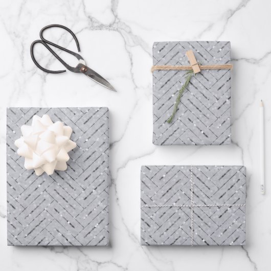 Feuille De Papier Cadeau Motif gris argent (Recto)