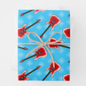 Feuille De Papier Cadeau Motif guitariste de Noël Electrique (En situation)