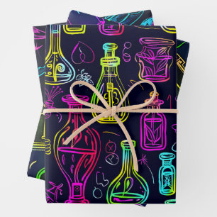 Feuille De Papier Cadeau Motif Halloween Néon