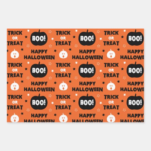 Feuille De Papier Cadeau Motif HALLOWEET FALL (Devant)