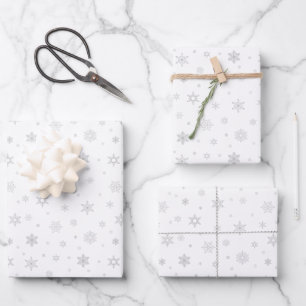 Feuille De Papier Cadeau Motif hivernal gris