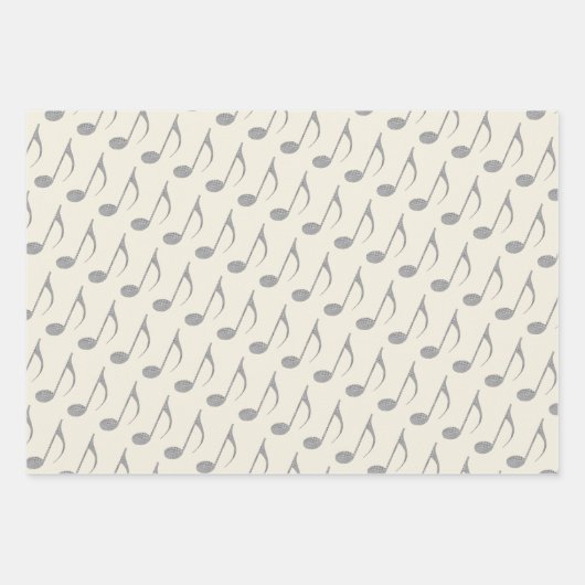 Feuille De Papier Cadeau Motif Houndstooth Chic Musical Notes (Devant 2)