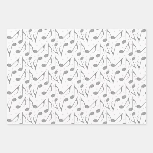 Feuille De Papier Cadeau Motif Houndstooth Chic Musical Notes (Devant)