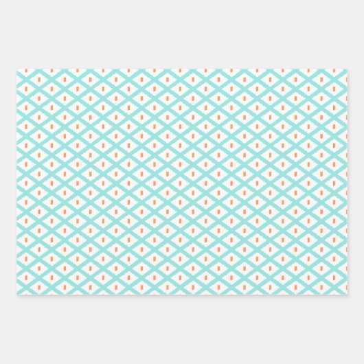 Feuille De Papier Cadeau Motif Ikat vert, Aqua et Mint Tribal Diamond (Devant 3)