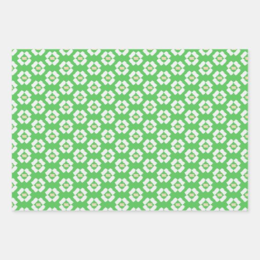 Feuille De Papier Cadeau Motif Ikat vert, Aqua et Mint Tribal Diamond (Devant)