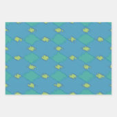 Feuille De Papier Cadeau Motif Ikat vert et Turquoise (Devant)