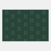 Feuille De Papier Cadeau Motif initial moderne monogramme vert pin foncé (Devant 2)