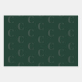 Feuille De Papier Cadeau Motif initial moderne monogramme vert pin foncé (Devant 3)