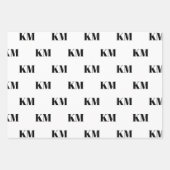 Feuille De Papier Cadeau Motif initial monogramme personnalisé blanc modern (Devant 3)