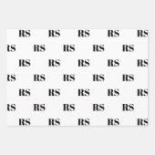 Feuille De Papier Cadeau Motif initial monogramme personnalisé blanc modern (Devant)