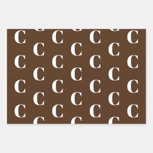 Feuille De Papier Cadeau Motif initial personnalisé marron monogramme moder (Devant 3)