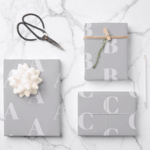 Feuille De Papier Cadeau Motif initial personnalisé monogramme moderne gris