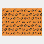 Feuille De Papier Cadeau Motif Jack-o'-lantern noir orange amusant Hallowee (Devant 3)