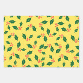 Feuille De Papier Cadeau Motif jaune vert rouge Mistletoe (Devant 2)