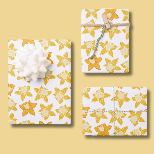 Feuille De Papier Cadeau Motif jonquille de ressort