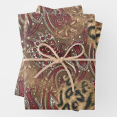 Feuille De Papier Cadeau Motif Leopard et Paisley Imprimer (En situation)