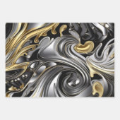Feuille De Papier Cadeau Motif liquide métallique (Devant 3)
