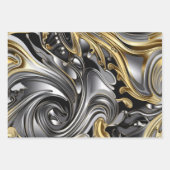 Feuille De Papier Cadeau Motif liquide métallique (Devant 2)