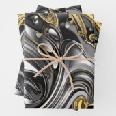 Feuille De Papier Cadeau Motif liquide métallique (En situation)