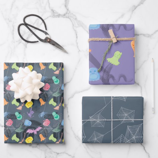 Feuille De Papier Cadeau Motif lunatique mignon d'Halloween (Recto)