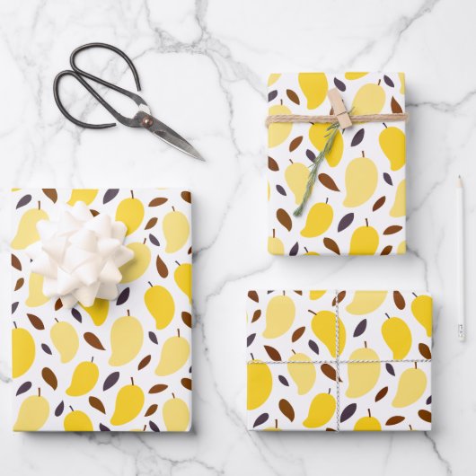 Feuille De Papier Cadeau Motif Mango jaune mou (Recto)
