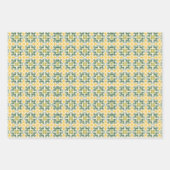 Feuille De Papier Cadeau Motif marocain vert, gris et jaune (Devant 3)