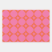 Feuille De Papier Cadeau Motif médium rose et orange rétro couleur (Devant)