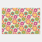 Feuille De Papier Cadeau Motif mexicain des fleurs d'art populaire (Devant)