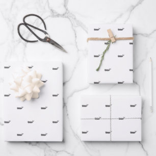 Feuille De Papier Cadeau Motif minimaliste de baleines Scandi