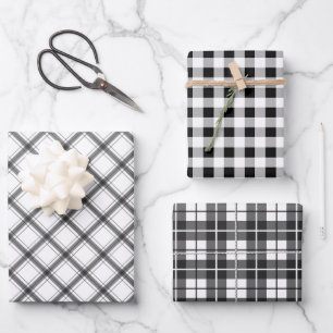 Feuille De Papier Cadeau Motif mixte de Buffalo blanc noir